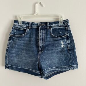 AE Dark Blue High Waisted Jean Shorts